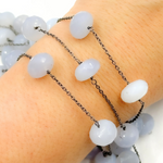 Load image into Gallery viewer, Natural Chalcedony Oxidized Wire Chain.