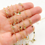 Load image into Gallery viewer, MCZ3. Multi Color Cubic Zirconia & CZ Dangle Gold Plated Wire Chain