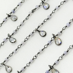Load image into Gallery viewer, Coated Blue Quartz & CZ Dangle Oxidized Wire Chain. CQU42