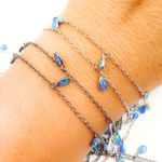 Load image into Gallery viewer, Created Blue Opal Tear Drop Shape Dangle Chain. CBO5