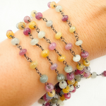Load image into Gallery viewer, Multi Sapphire Smooth Oxidized Wire Chain.