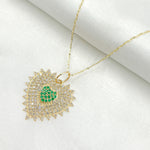 Load image into Gallery viewer, 14k Solid Gold Diamond and Emerald Heart Charm. GDP660