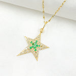 Load image into Gallery viewer, GDP658. 14k Solid Gold Diamond & Emerald Star Charm
