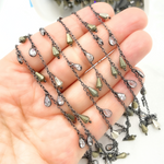 Load image into Gallery viewer, Pyrite and CZ Pear Shape Dangle Wire Chain. PYR32