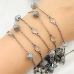 Load image into Gallery viewer, Coated Labradorite & White Topaz Oxidized Connected Wire Chains