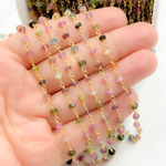 Load image into Gallery viewer, Multi Tourmaline Gold Plated Wire Chain