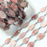 Load image into Gallery viewer, Strawberry Quartz Organic Shape Bezel Oxidized Wire Chain. STQ1