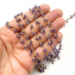 Load image into Gallery viewer, Amethyst Cluster Dangle Gold Plated Wire Chain. AME30