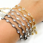 Load image into Gallery viewer, Cubic Zirconia Pear Shape Connected Chain.
