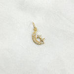 Load image into Gallery viewer, 14k Solid Gold Diamond Moon and Stars Charm. GDP296