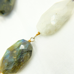 Load image into Gallery viewer, Labradorite & White Rainbow Organic Moonstone Gold Plated Wire Chain. LMS3
