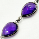 Load image into Gallery viewer, Hydro Amethyst Quartz Pear Shape Bezel Oxidized Wire Chain. AME4