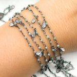 Load image into Gallery viewer, Coated Blue Quartz & CZ Dangle Oxidized Wire Chain