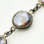 Load image into Gallery viewer, Coated Chocolate Moonstone Round Shape Bezel Oxidized Wire Chain. CMS14
