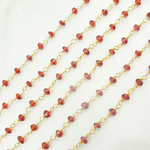 Load image into Gallery viewer, GAR3. Garnet Wire Wrap Chain made with Gold Plated 925 Sterling Silver.