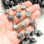 Load image into Gallery viewer, Coated Labradorite Hexagon Shape Bezel Oxidized Wire Chain. CLB68