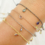 Load image into Gallery viewer, Multi Color Cubic Zirconia Pear Shape Dangle Chain. CZ41