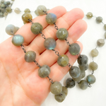Load image into Gallery viewer, Coated Labradorite Round Shape Oxidized Wire Chain. CLB57