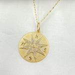 Load image into Gallery viewer, 14k Solid Gold Diamond Medallion Compass Charm. CGDP12