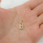 Load image into Gallery viewer, 14K Solid Gold Lock Charm with Diamonds. GDP392