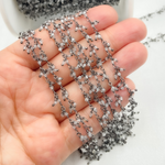 Load image into Gallery viewer, White Topaz Cluster Dangle Oxidized Wire Chain. TOP12