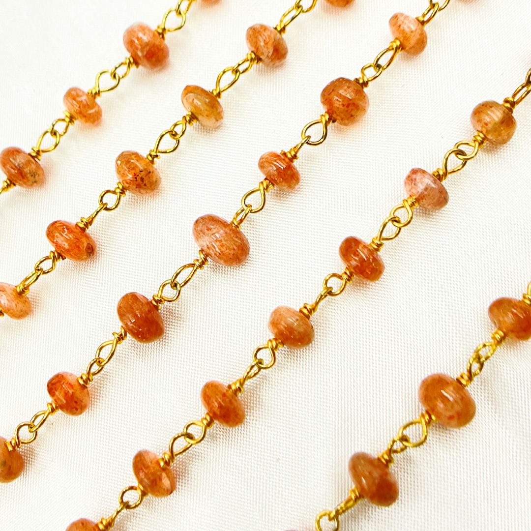 Sunstone Smooth Gold Plated 925 Sterling Silver Wire Chain. SNS3