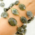 Load image into Gallery viewer, Labradorite Oval Shape Gold Plated Wire Chain. LAB70