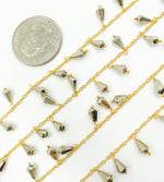 Load image into Gallery viewer, Steel Pyrite Drop Dangle Gold Plated Wire Chain. PYR23