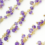 Load image into Gallery viewer, Amethyst Cluster Dangle Gold Plated Wire Chain. AME30

