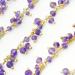 Load image into Gallery viewer, Amethyst Cluster Dangle Gold Plated Wire Chain. AME30