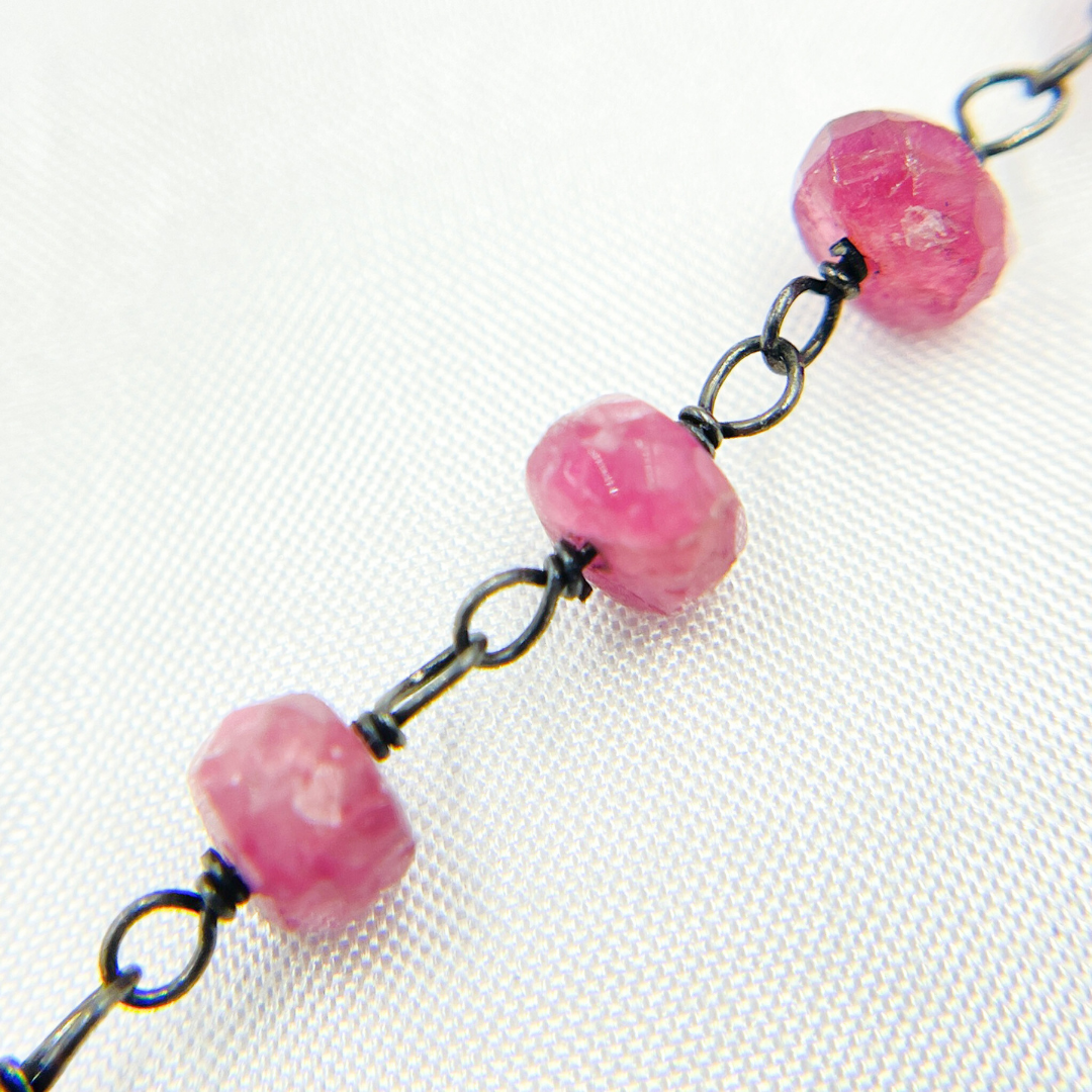 Pink Tourmaline Oxidized Wire Chain. MTO14