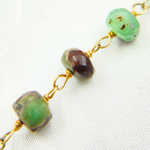 Load image into Gallery viewer, Two Tone Chrysoprase Rondel Shape Gold Plated Wire Chain. CHR18