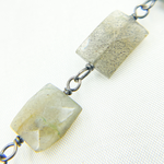 Load image into Gallery viewer, Labradorite Rectangular Shape Oxidized Wire Chain. LAB98