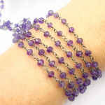 Load image into Gallery viewer, Amethyst Gemstone Oxidized 925 Sterling Silver Wire Chain. AME8