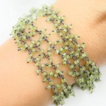 Load image into Gallery viewer, Peridot Cluster Dangle 3.5mm Oxidized Wire Chain