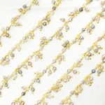 Load image into Gallery viewer, Coated Multi Moonstone Cluster Dangle Gold Plated Wire Chain. CMS42

