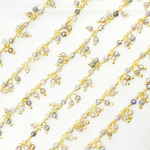 Load image into Gallery viewer, Coated Multi Moonstone Cluster Dangle Gold Plated Wire Chain