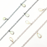Load image into Gallery viewer, Created White Opal Tear Drop Shape Dangle Chain. CWO6