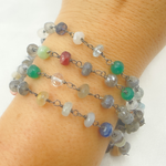 Load image into Gallery viewer, Multi Gemstone Oxidized Wire Chain