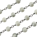 Load image into Gallery viewer, Howlite Gemstone Round Shape Oxidized Wire Chain. HO4
