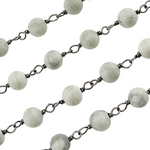 Load image into Gallery viewer, Howlite Gemstone Round Shape Oxidized Wire Chain. HO4