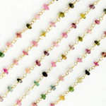 Load image into Gallery viewer, MTO7. Multi Tourmaline Gold Plated Wire Chain