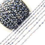 Load image into Gallery viewer, Coated Blue Moonstone Black Rhodium 925 Sterling Silver Wire Chain. CMS53