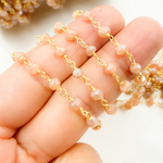 Load image into Gallery viewer, Coated Peach Moonstone Gold Plated Wire Chain. CMS60