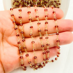 Load image into Gallery viewer, GAR3. Garnet Wire Wrap Chain made with Gold Plated 925 Sterling Silver.