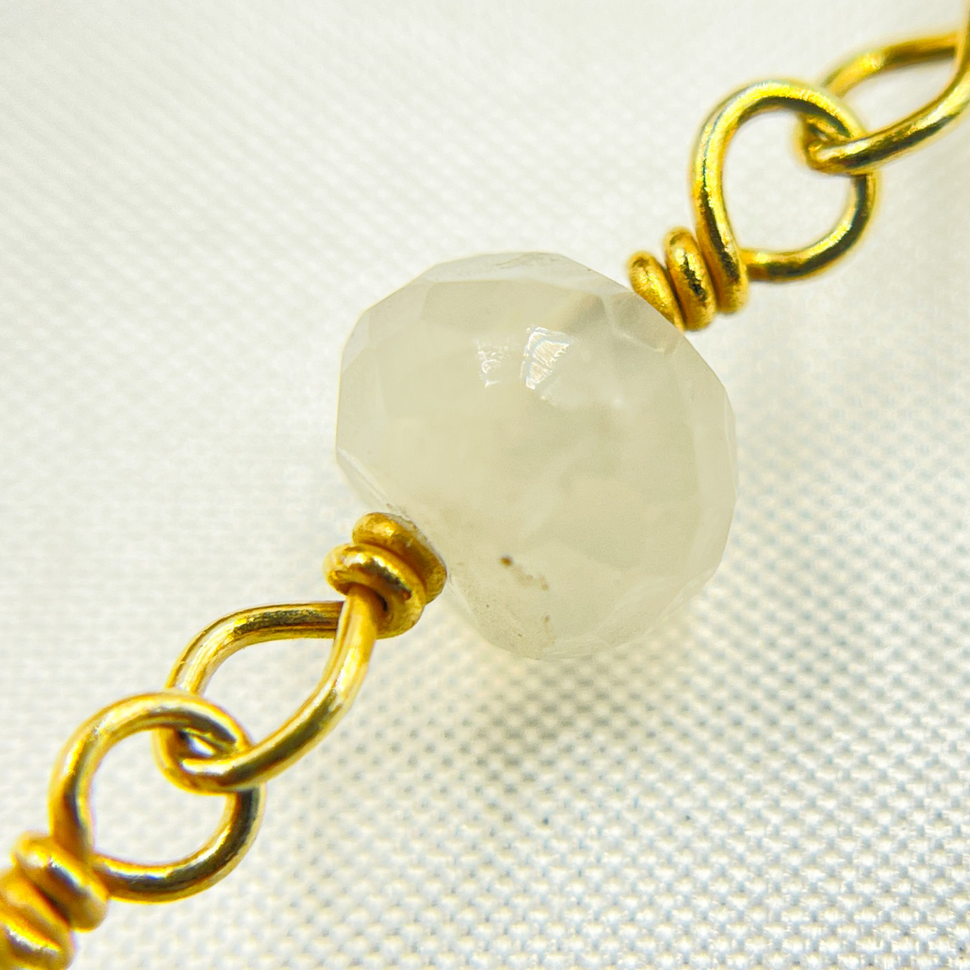 Natural Chalcedony Gold Plated Wire Chain. PCL14