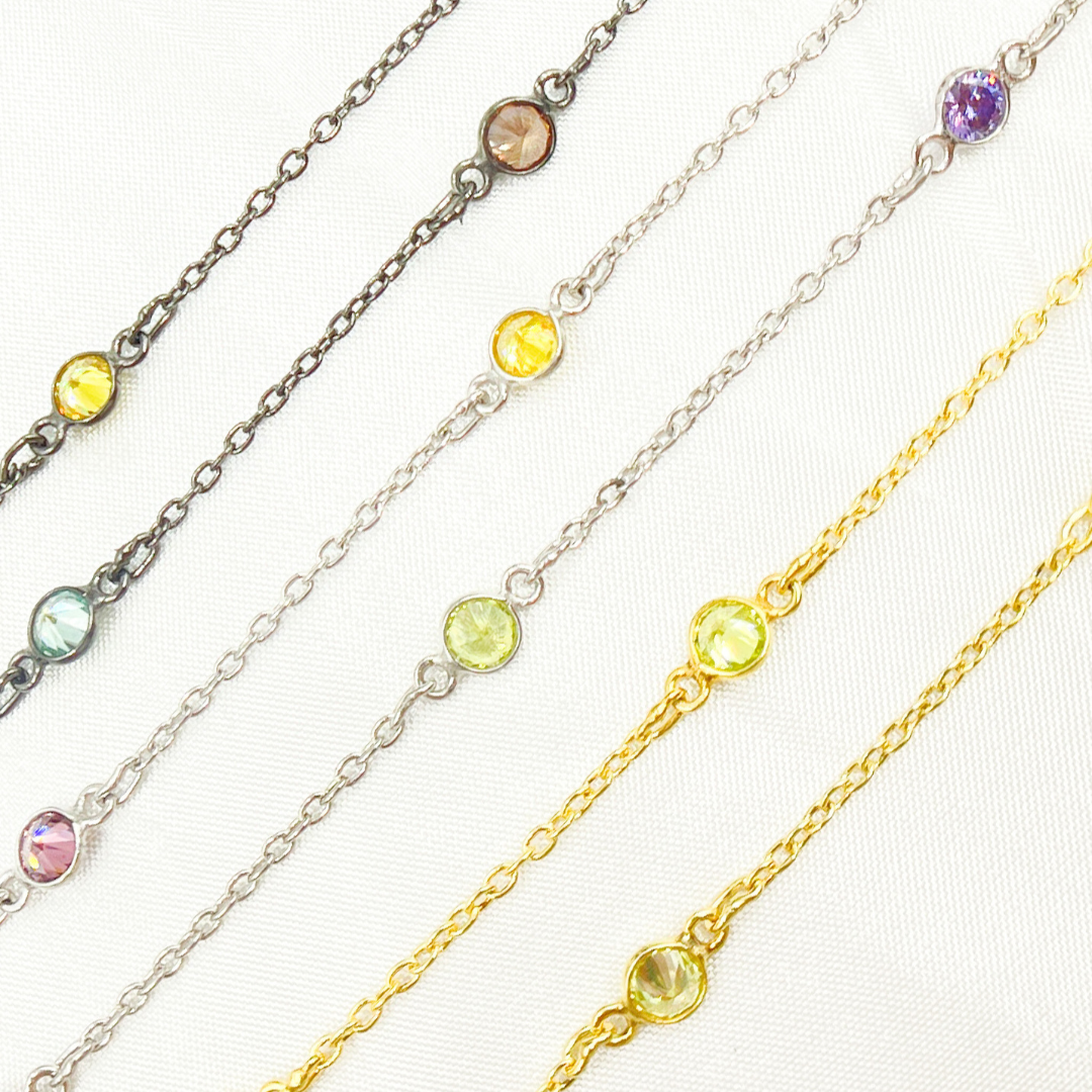 Cubic Zirconia Round Shape Connected Chain. CZ47
