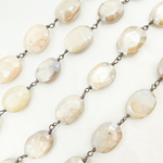 Load image into Gallery viewer, Created White Opal Oval Shape Oxidized Wire Chain. CRO2
