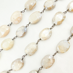 Load image into Gallery viewer, CMS118. Coated Rainbow Moonstone Sterling Silver Wire Chain