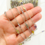 Load image into Gallery viewer, Multi Color Cubic Zirconia Rectangular Shape Connected Chain. CZ46